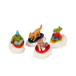 Lemax - Dog Snow Saucer Fun, Set of 4