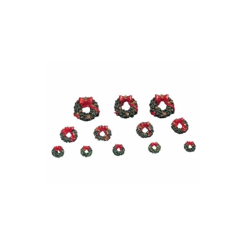 Lemax 34957 Lot de 12 couronnes de village de Noël avec nœud rouge