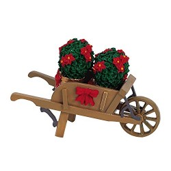 Brouette avec poinsettias - Village de Noël Lemax