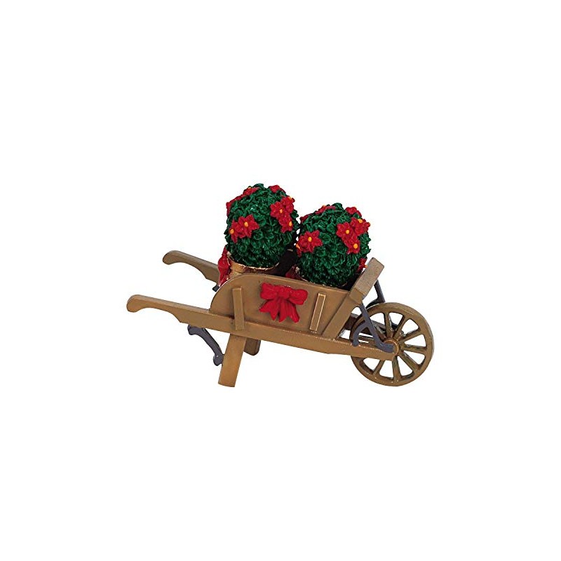 Brouette avec poinsettias - Village de Noël Lemax
