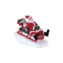 Lemax : Père Noël Et Lutins Sur Une Luge