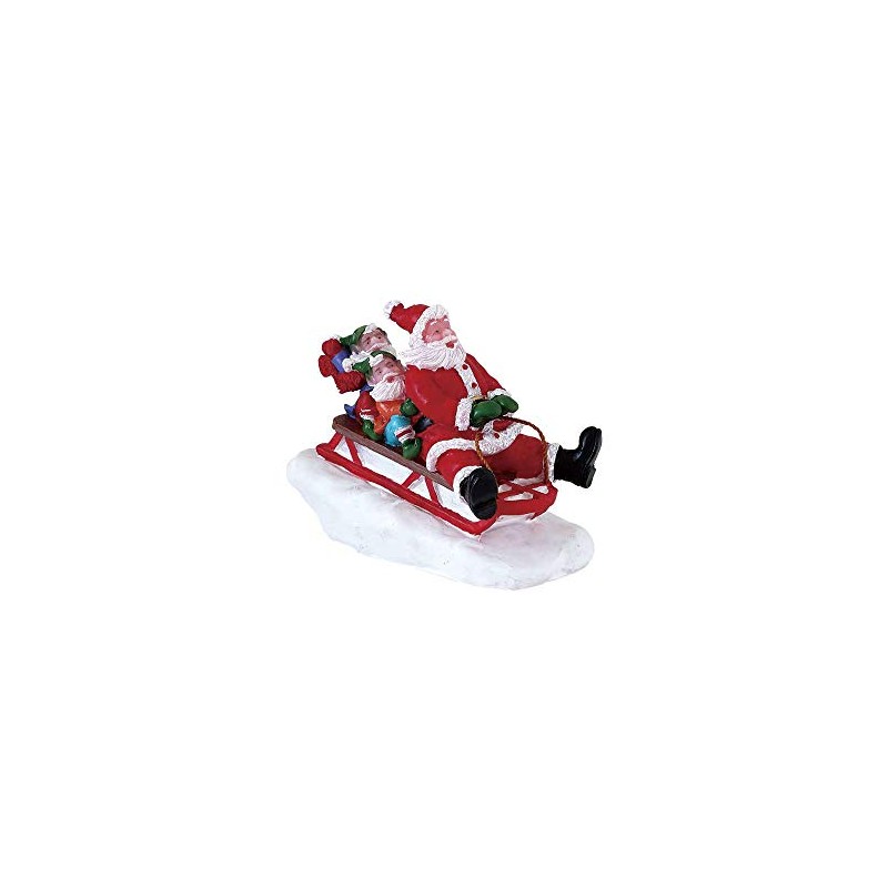 Lemax : Père Noël Et Lutins Sur Une Luge