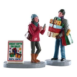 Lemax 82584 Figurines faisant les courses de Noël