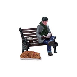 Lemax 92777 - Relaxing Day Lot de 2 - Nouveau 2019 - Journée de détente - Homme lit Journal - Produit général - Accessoires Vill
