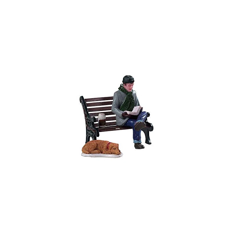 Lemax 92777 - Relaxing Day Lot de 2 - Nouveau 2019 - Journée de détente - Homme lit Journal - Produit général - Accessoires Vill